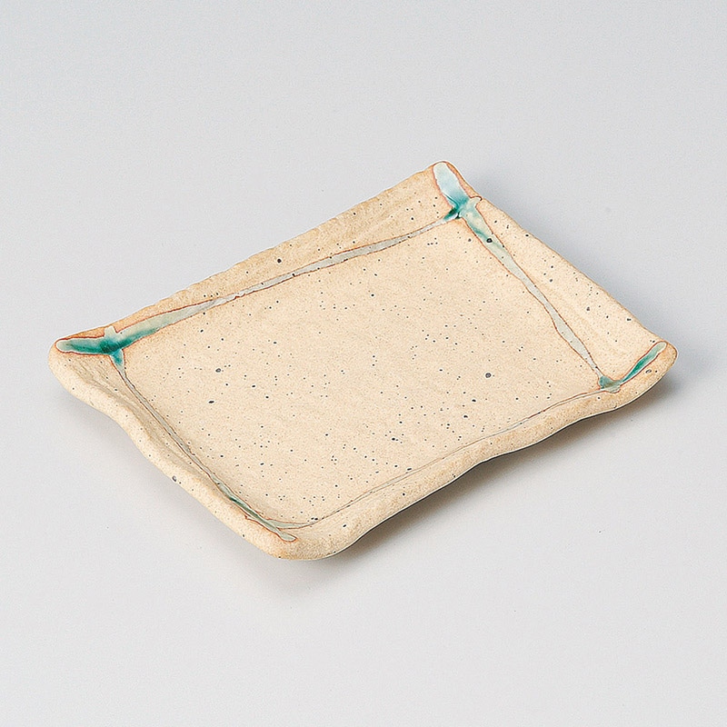 山万 29113-570 黄粉引波渕長角銘々皿 1個（ご注文単位1個）【直送品】