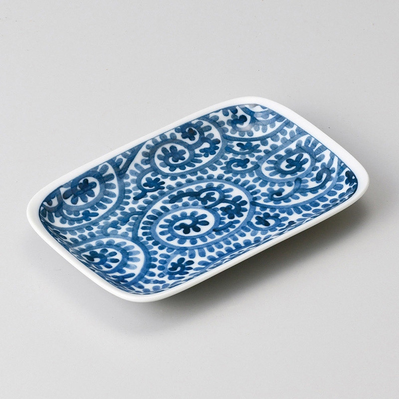 山万 29210-190 染たこ唐草長角取皿 1個（ご注文単位1個）【直送品】
