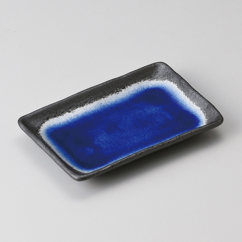 山万 29216-570 黒深青6寸長角皿 1個（ご注文単位1個）【直送品】