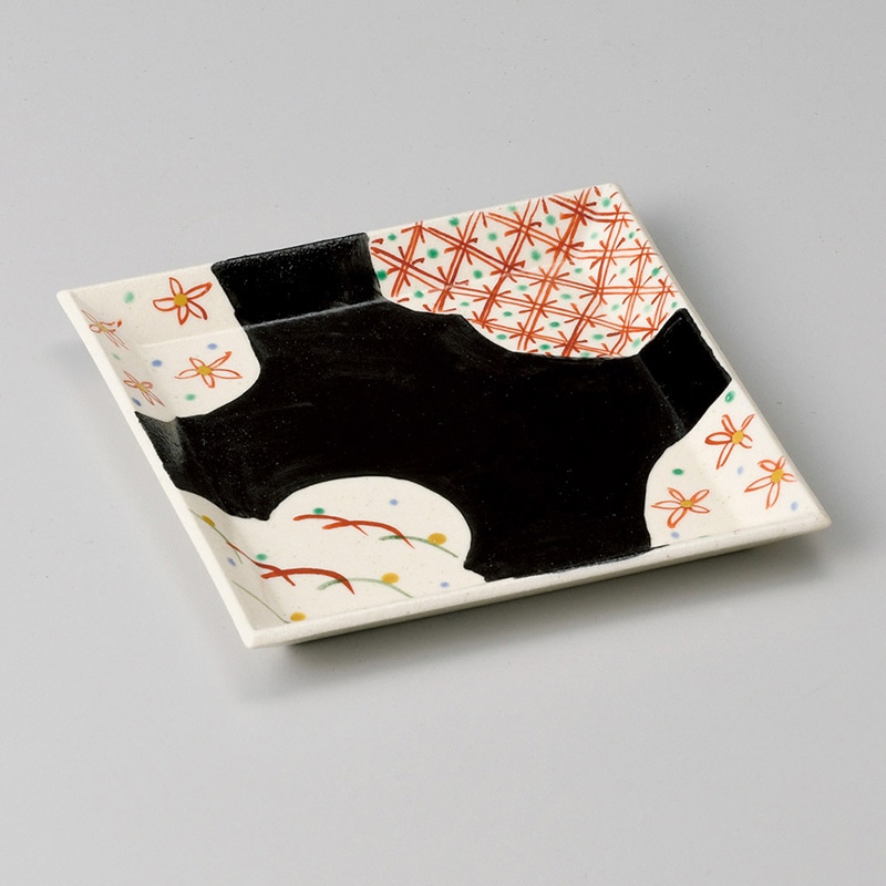 山万 29328-570 黒格子角中皿 1個（ご注文単位1個）【直送品】