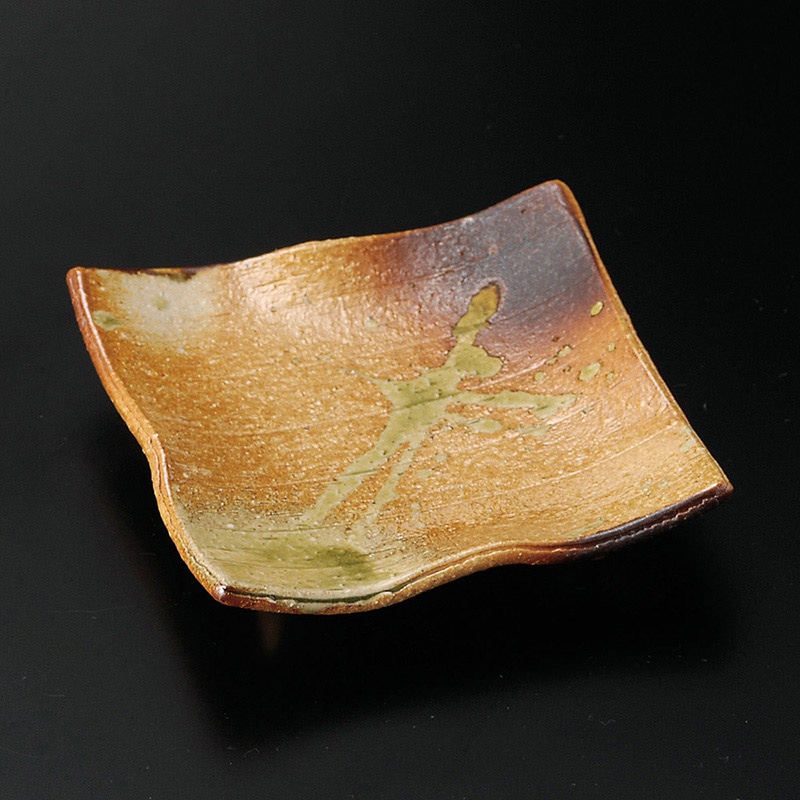 山万 29407-660 古信楽4.0正角足付皿(信楽焼 1個（ご注文単位1個）【直送品】