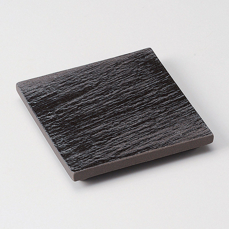 山万 29404-460 黒陶石目四つ足正角皿(中) 1個（ご注文単位1個）【直送品】