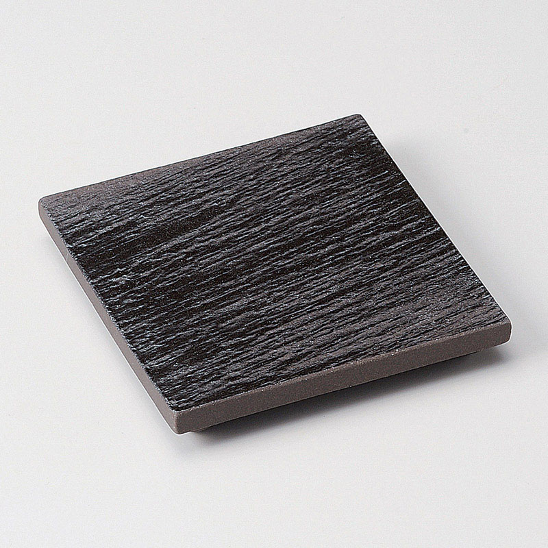 山万 29405-460 黒陶石目四つ足正角皿(小) 1個（ご注文単位1個）【直送品】