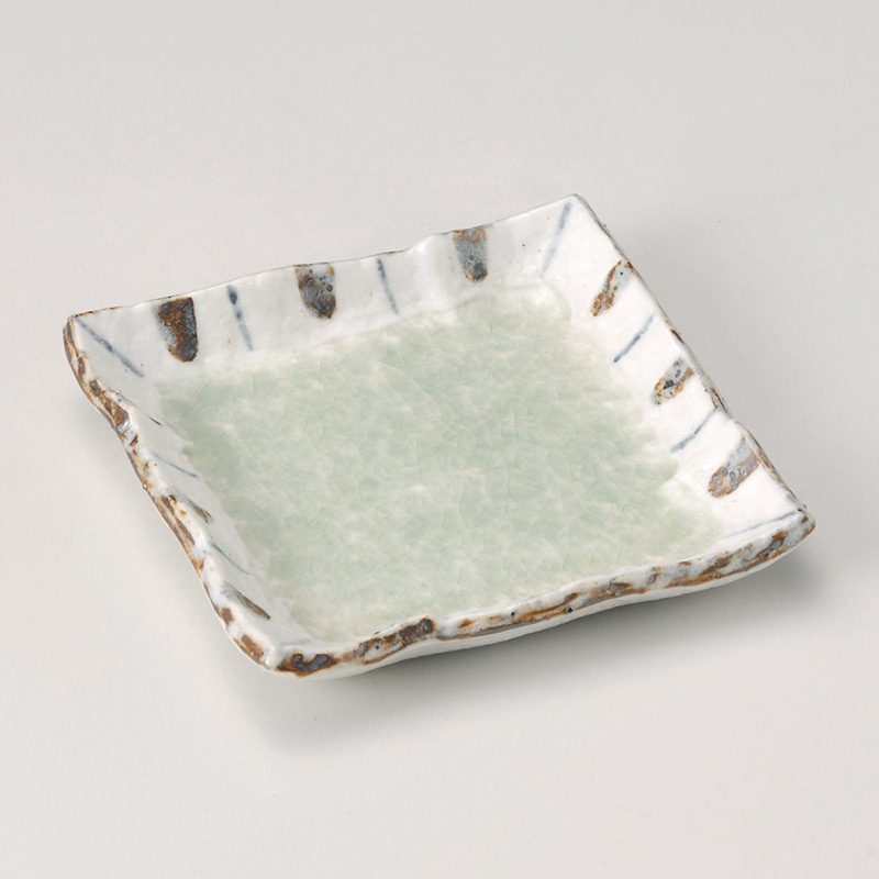 山万 29429-550 ヒワ釉渕十草正角前菜皿 1個（ご注文単位1個）【直送品】
