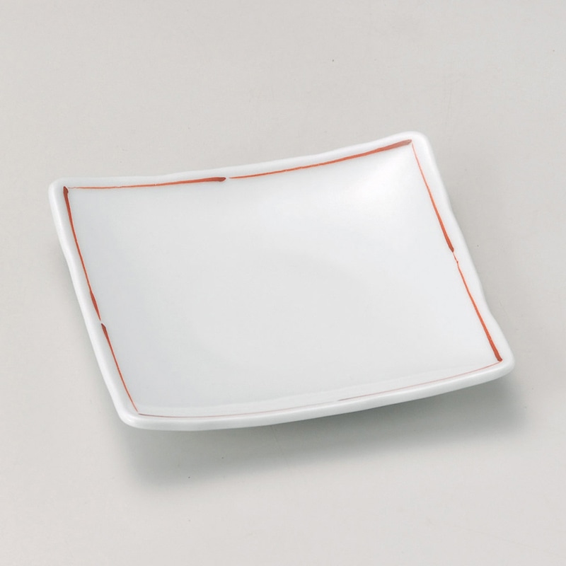 山万 29508-580 赤ライン正角銘々皿 1個（ご注文単位1個）【直送品】