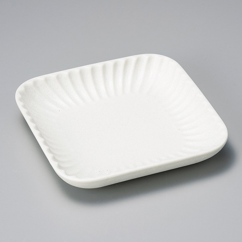 山万 29507-230 白しのぎ四角取皿 1個(ご注文単位1個)【直送品】