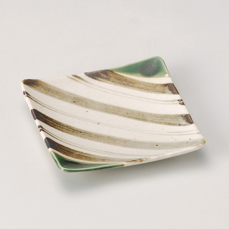 山万 29515-550 織部志野ストライプ3.0正角皿 1個（ご注文単位1個）【直送品】