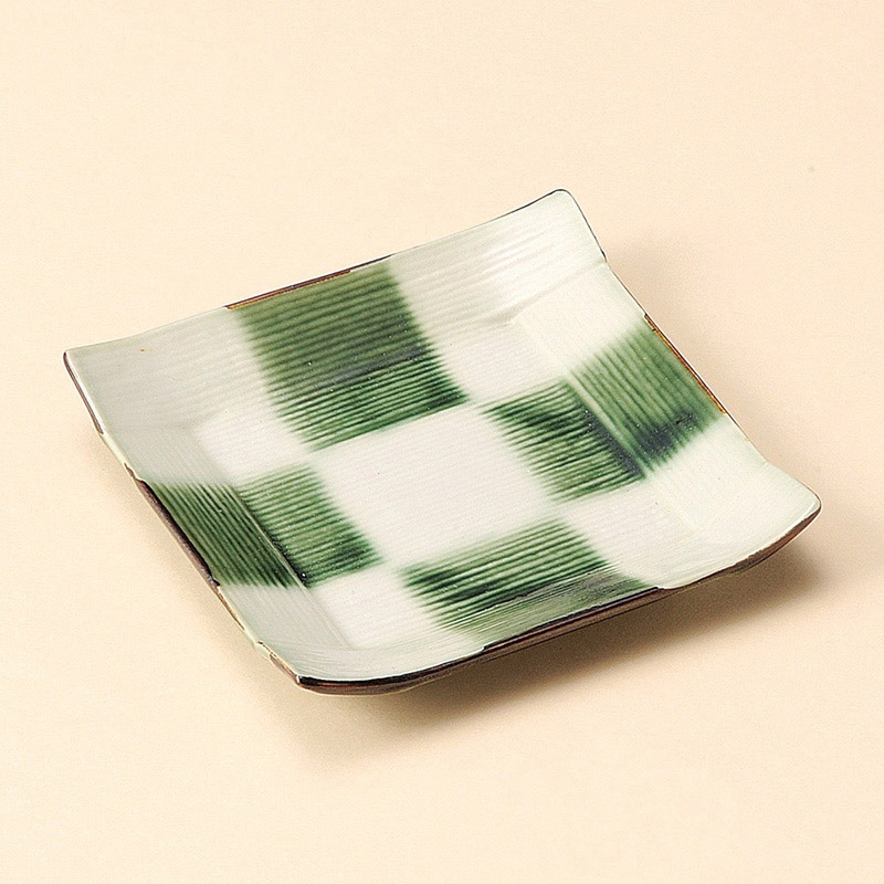 山万 29614-450 織部市松角銘々皿 1個（ご注文単位1個）【直送品】