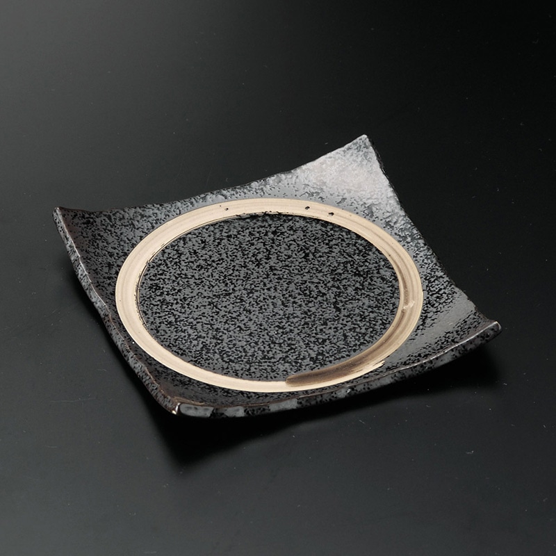 山万 29513-230 わ角ちぎり皿(黒) 1個（ご注文単位1個）【直送品】