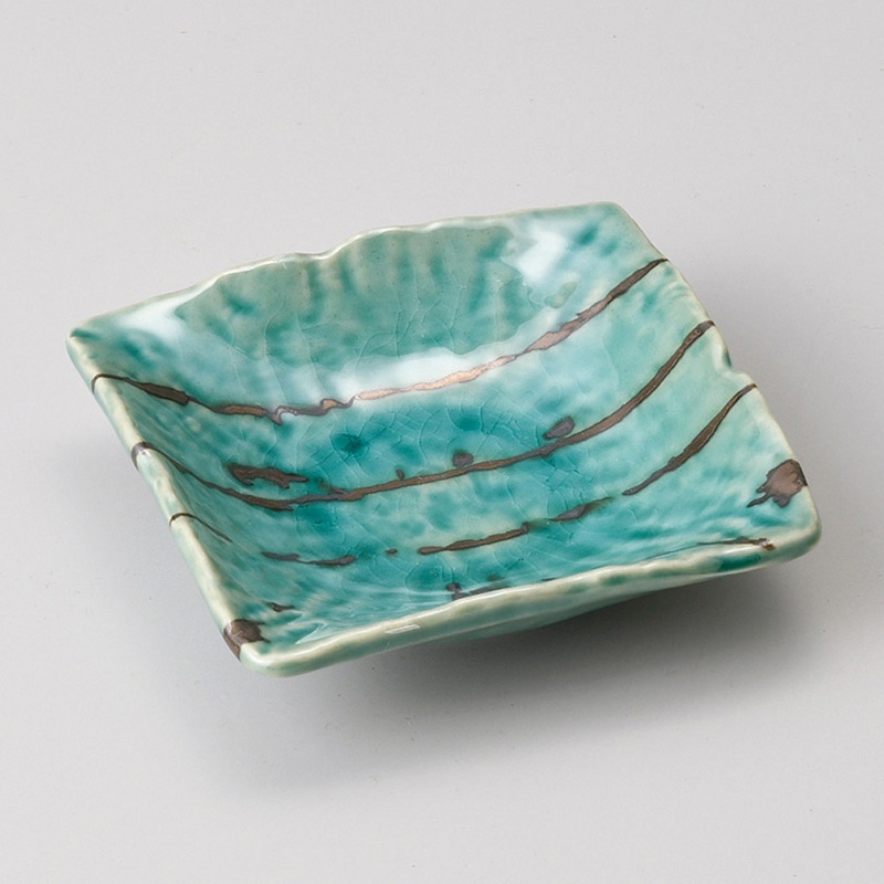 山万 29617-100 緑彩金散らし縄文正角小皿 1個（ご注文単位1個）【直送品】