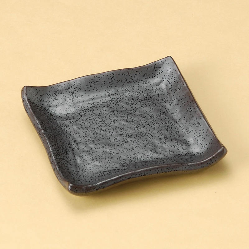 山万 29623-450 黒釉正角銘々皿 1個（ご注文単位1個）【直送品】