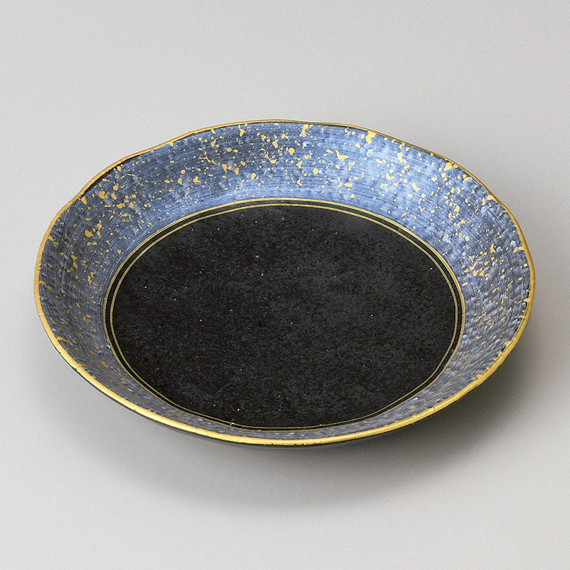 山万 29801-290 黒釉青金彩5.0皿 1個(ご注文単位1個)【直送品】