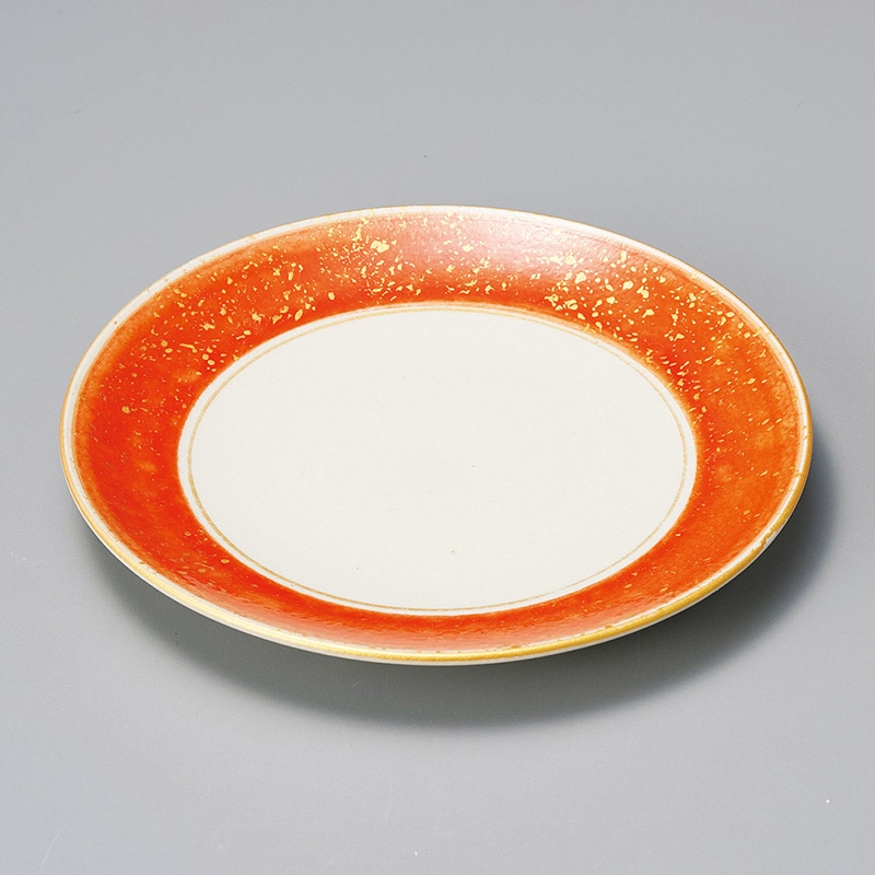 山万 29817-450 白マット朱金彩5寸皿 1個(ご注文単位1個)【直送品】