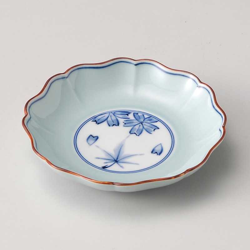 山万 29813-450 天竜青磁春秋輪花銘々皿 1個(ご注文単位1個)【直送品】