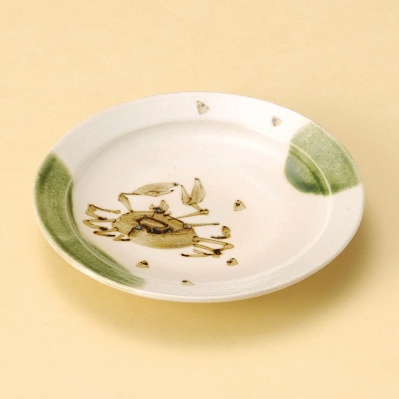 山万 29902-550 織部かに絵5.0丸皿 1個(ご注文単位1個)【直送品】