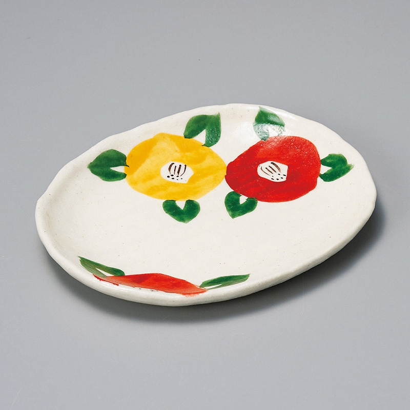 山万 30003-570 赤絵椿 銘々皿 1個(ご注文単位1個)【直送品】