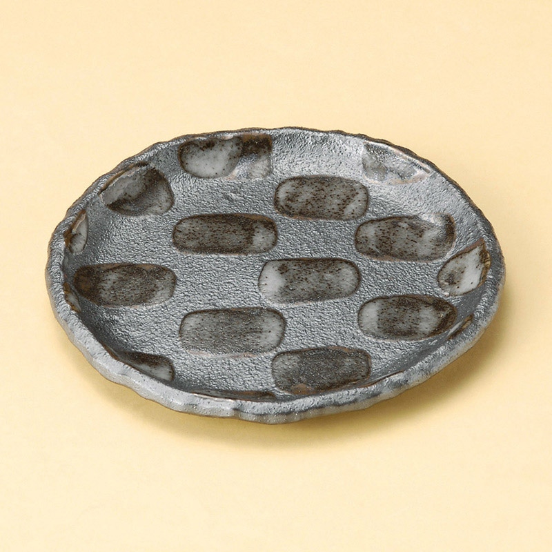 山万 29921-330 黒市松6.0丸皿 1個(ご注文単位1個)【直送品】