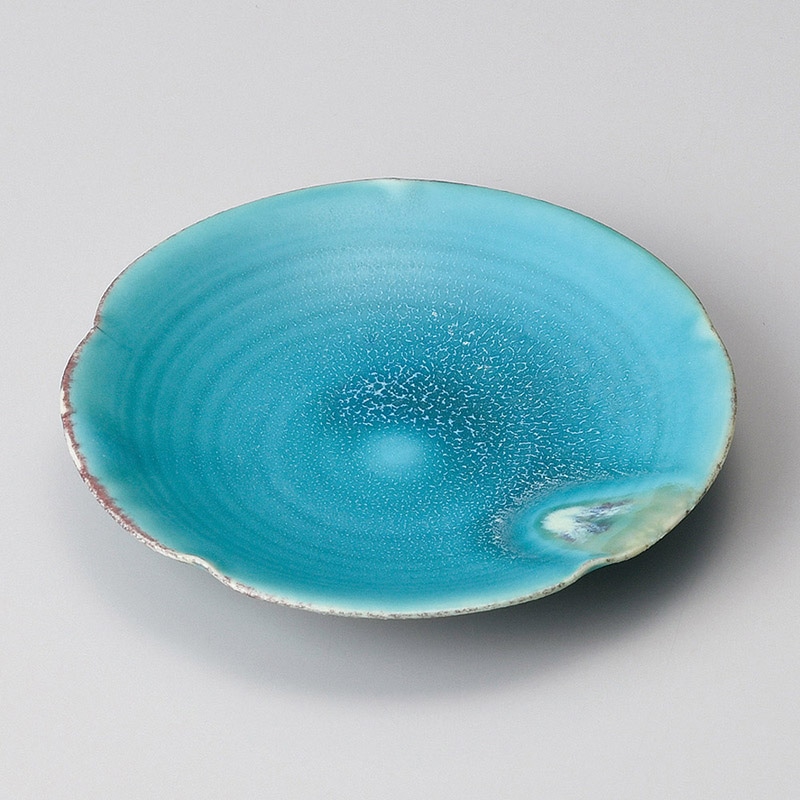 山万 30614-570 トルコブルー渕押し平皿 1個（ご注文単位1個）【直送品】