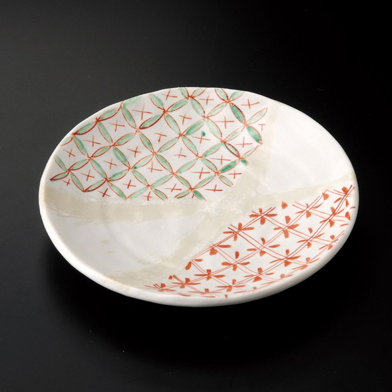 山万 30105-570 赤絵湧水捻り5.0皿 1個（ご注文単位1個）【直送品】