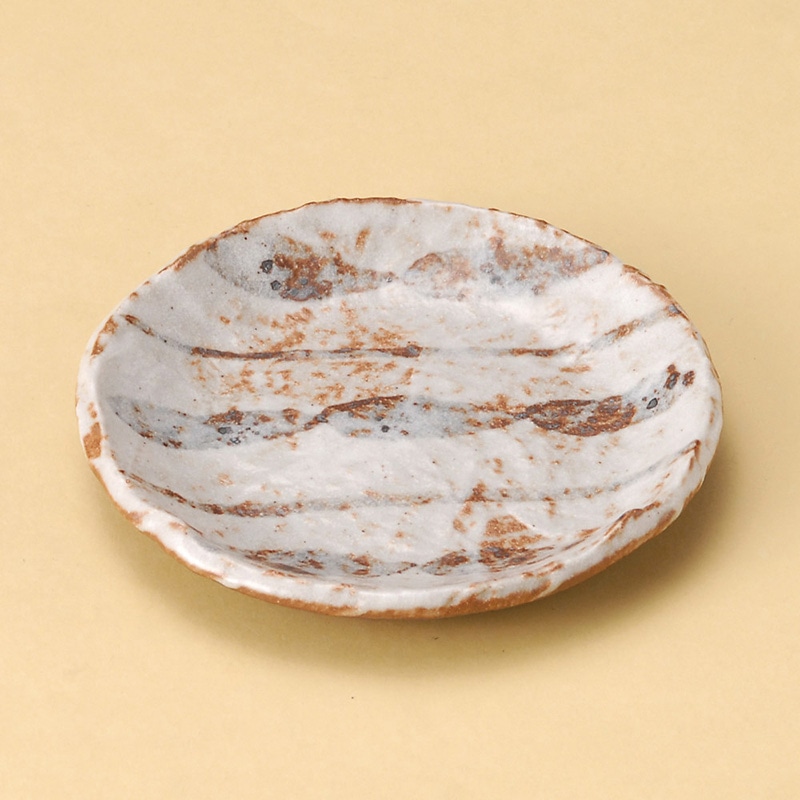 山万 30108-330 志野ストライプ4寸丸皿 1個（ご注文単位1個）【直送品】