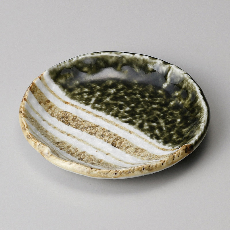 山万 30205-550 織部ストライプ丸銘々皿 1個（ご注文単位1個）【直送品】