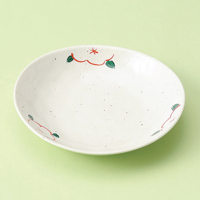 山万 30212-580 雪粉引赤絵花5.0楕円深皿 1個（ご注文単位1個）【直送品】