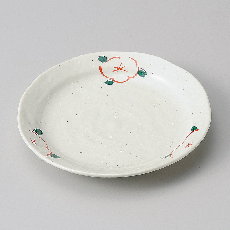 山万 30224-580 雪粉引赤絵花5.0丸皿 1個（ご注文単位1個）【直送品】