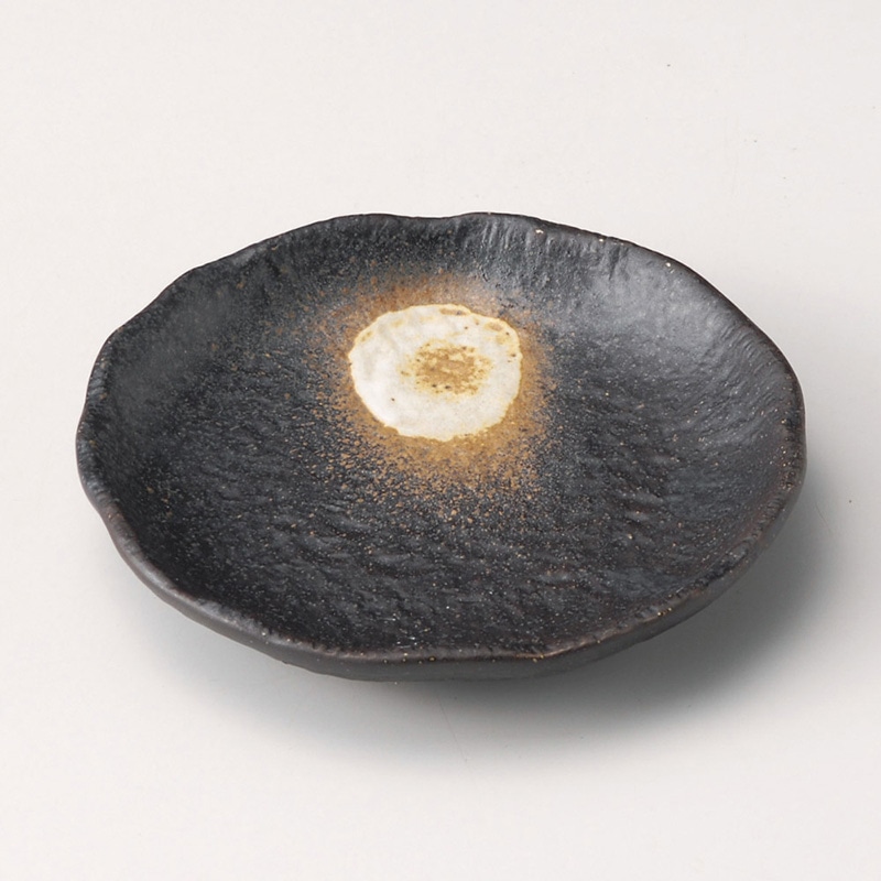 山万 30317-570 おぼろ備前4.5足付丸皿 1個（ご注文単位1個）【直送品】