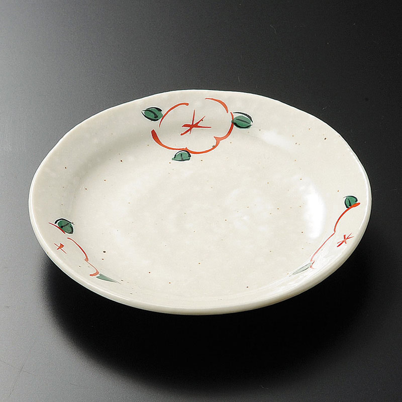 山万 30315-580 雪粉引赤絵花4.0丸皿 1個(ご注文単位1個)【直送品】