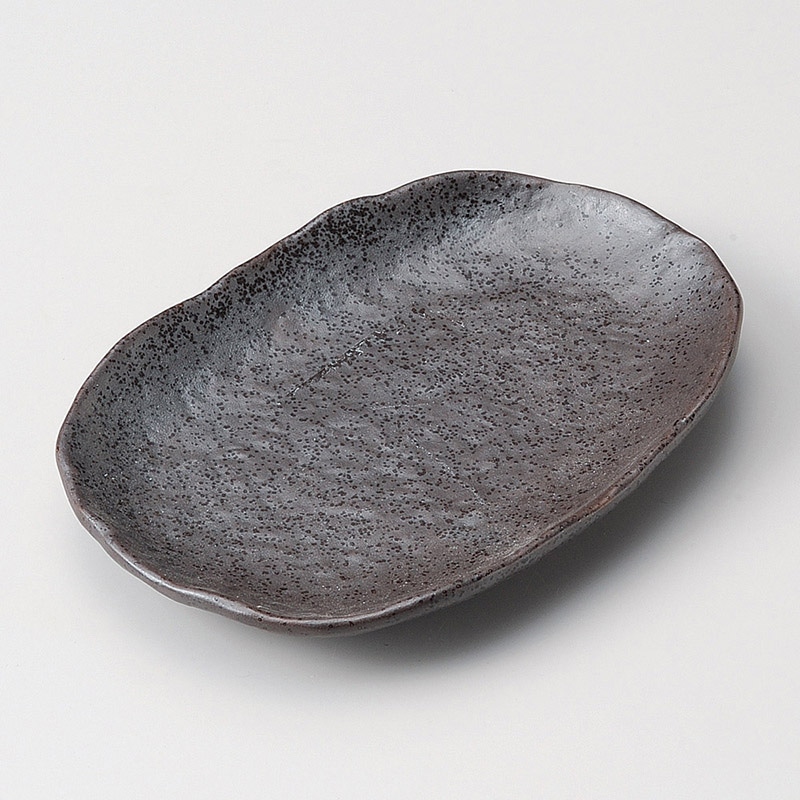 山万 30707-510 黒釉楕円皿 1個（ご注文単位1個）【直送品】