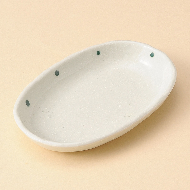 山万 30717-550 織部ドット小判銘々皿 1個（ご注文単位1個）【直送品】