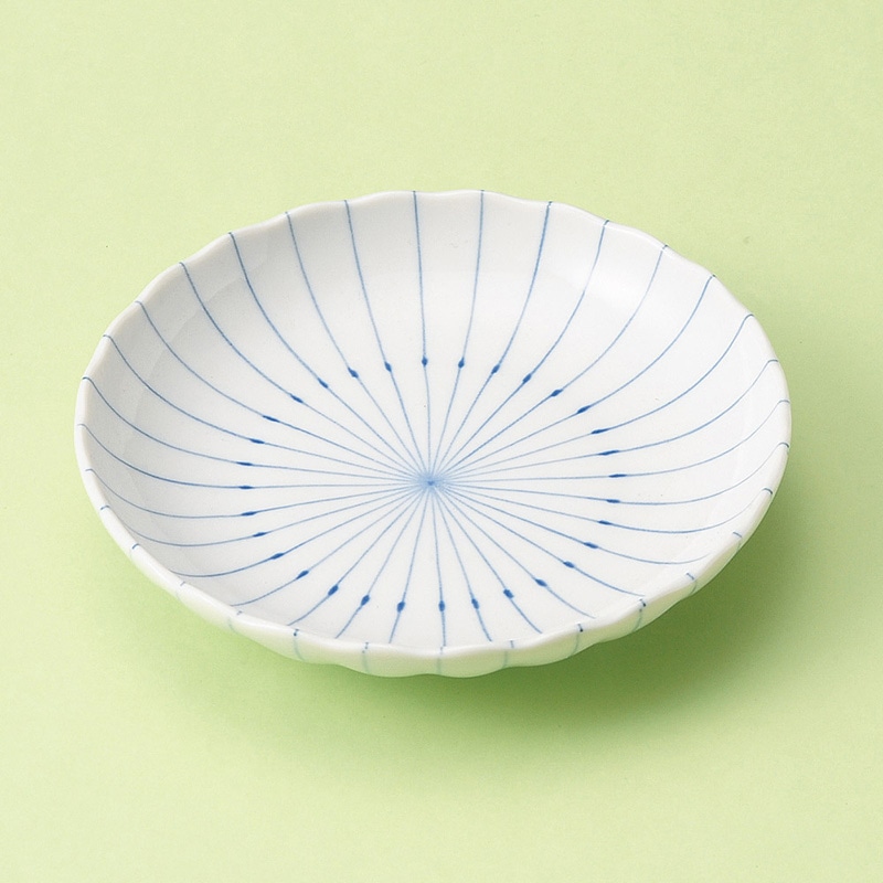 山万 30933-190 ピンストライプ菊型3.5皿 1個（ご注文単位1個）【直送品】