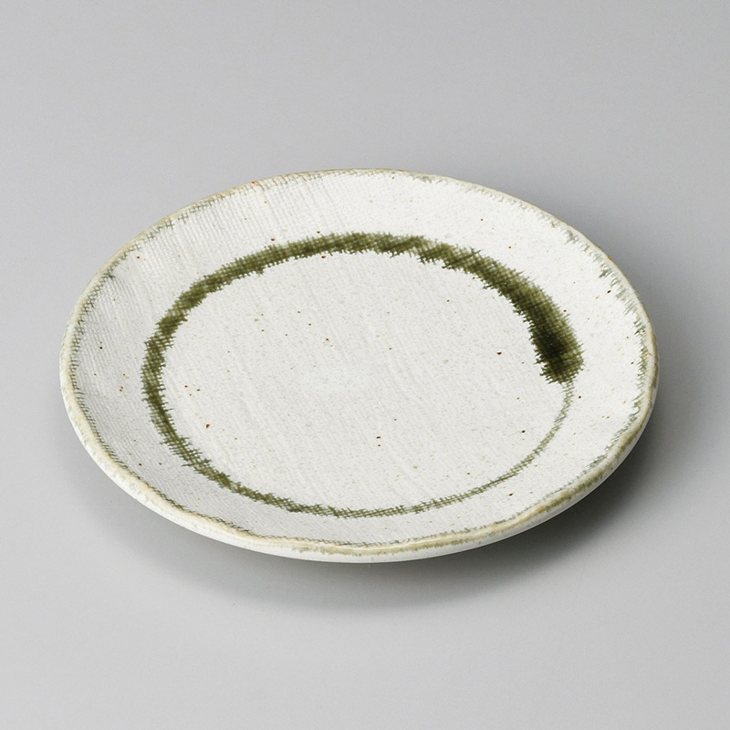 山万 31035-460 白織部ライン丸皿(小) 1個（ご注文単位1個）【直送品】