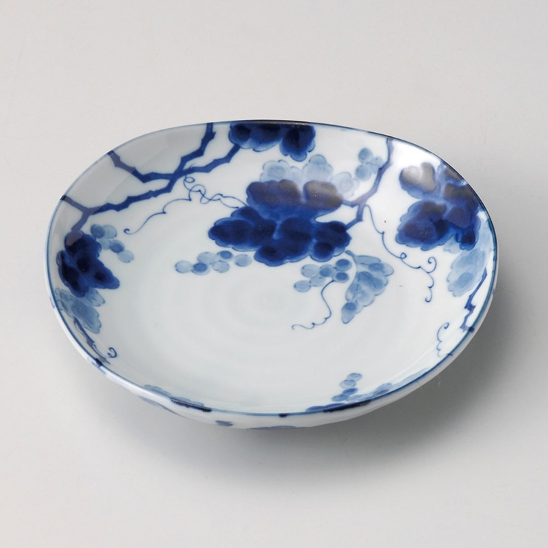 山万 30950-170 藍染ぶどう三角5.0皿 1個（ご注文単位1個）【直送品】