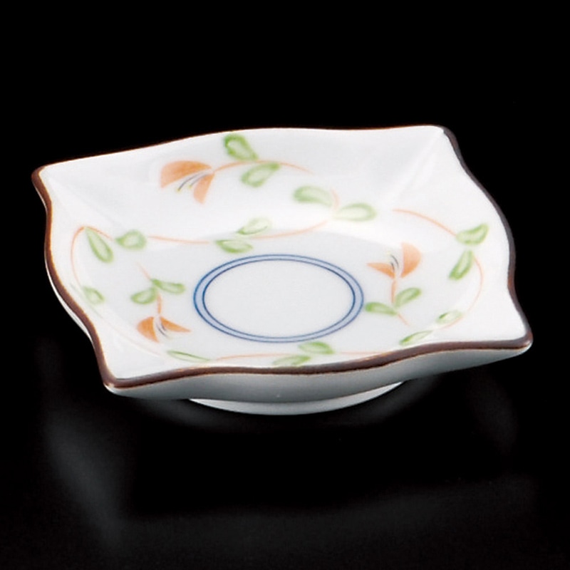 山万 31111-730 廻り赤絵角小皿(有田焼) 1個（ご注文単位1個）【直送品】