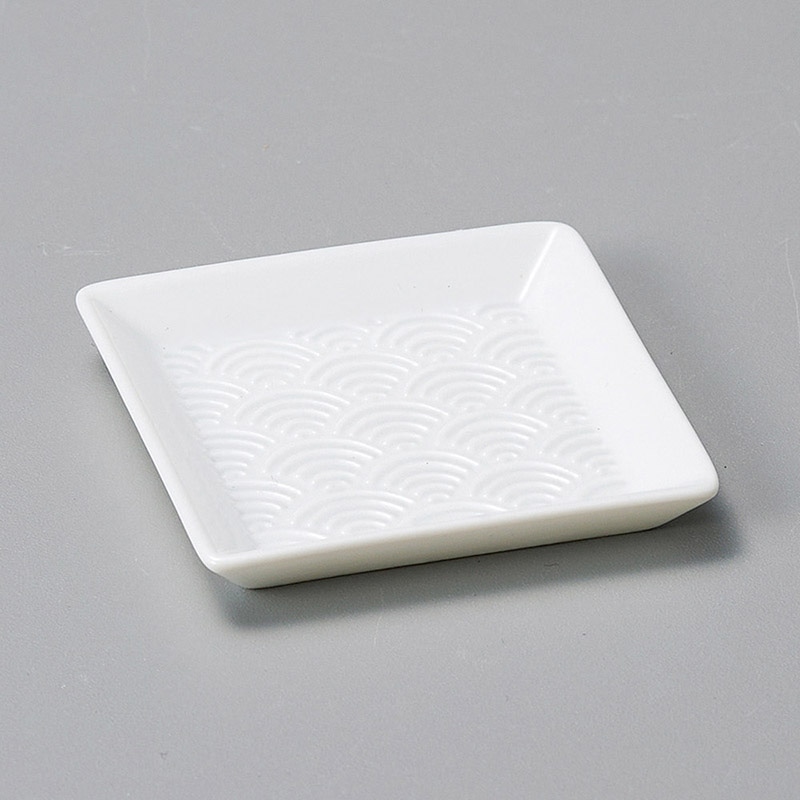 山万 31131-450 白磁正角豆皿波 1個（ご注文単位1個）【直送品】