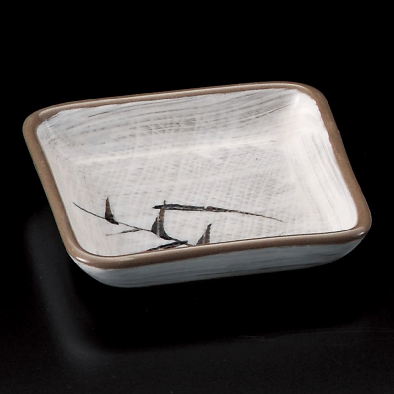 山万 31119-180 白刷毛笹正角小皿 1個（ご注文単位1個）【直送品】