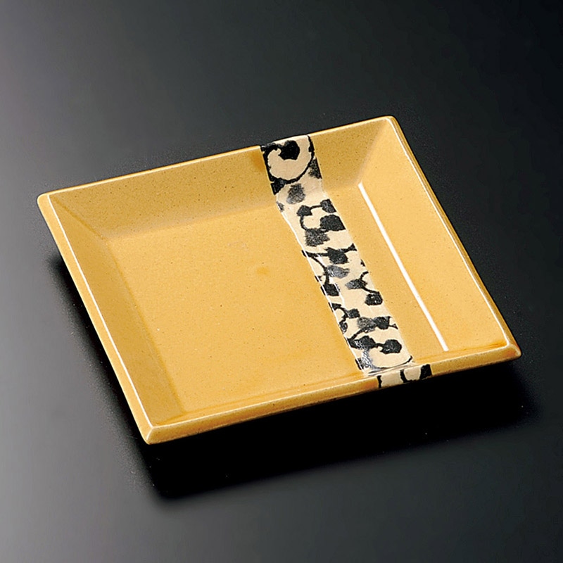 山万 31122-570 唐草黄瀬戸正角銘々皿 1個（ご注文単位1個）【直送品】