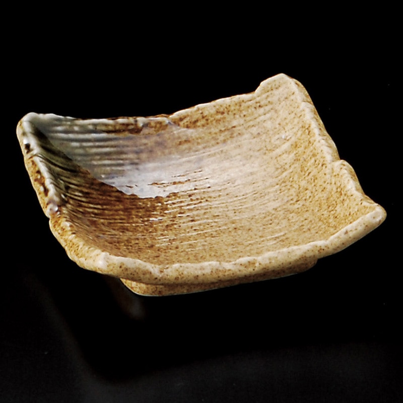 山万 31216-450 伊賀釉カヤメ角小皿 1個（ご注文単位1個）【直送品】