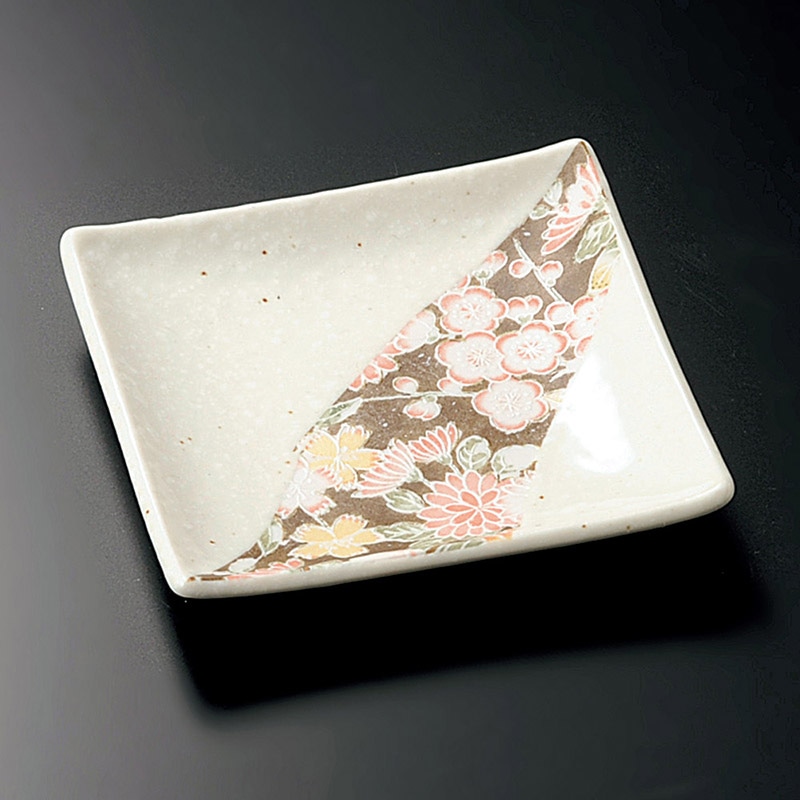 山万 31225-230 白友禅角小皿 1個（ご注文単位1個）【直送品】