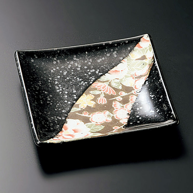 山万 31226-230 黒友禅角小皿 1個（ご注文単位1個）【直送品】