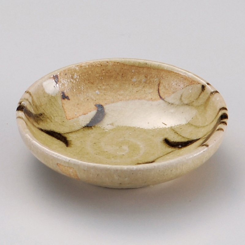 山万 31311-170 黄灰釉草花花紋小皿 1個（ご注文単位1個）【直送品】