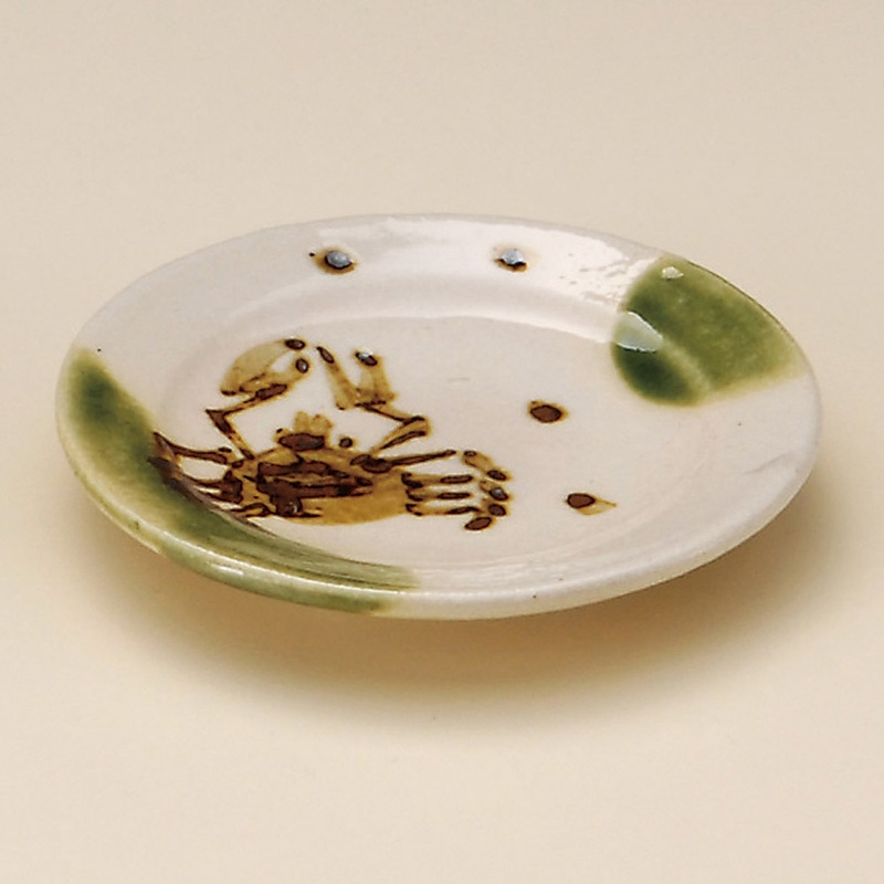 山万 31435-550 織部かに絵3.0丸皿 1個（ご注文単位1個）【直送品】