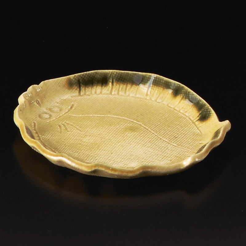 山万 31809-550 黄瀬戸ひらめ小皿 1個(ご注文単位1個)【直送品】