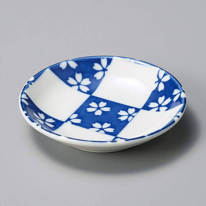 山万 32027-190 市松桜(青)3.0皿 1個（ご注文単位1個）【直送品】