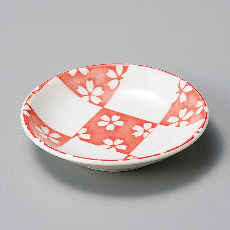 山万 32026-190 市松桜(赤)3.0皿 1個（ご注文単位1個）【直送品】