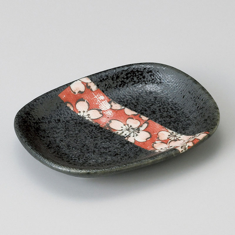 山万 32112-580 桜帯撫角小皿 1個（ご注文単位1個）【直送品】