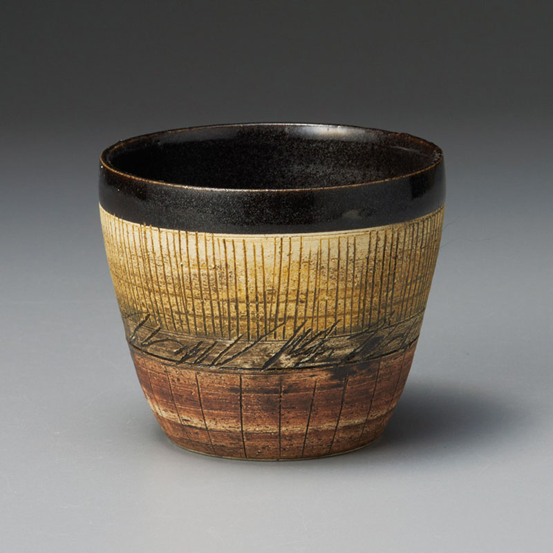 山万 32304-510 エイジア黒釉ロックカップ 1個（ご注文単位1個）【直送品】