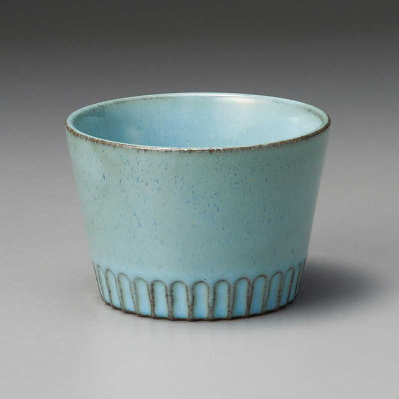 山万 32302-310 窯変ブルーストライプカップ 1個(ご注文単位1個)【直送品】