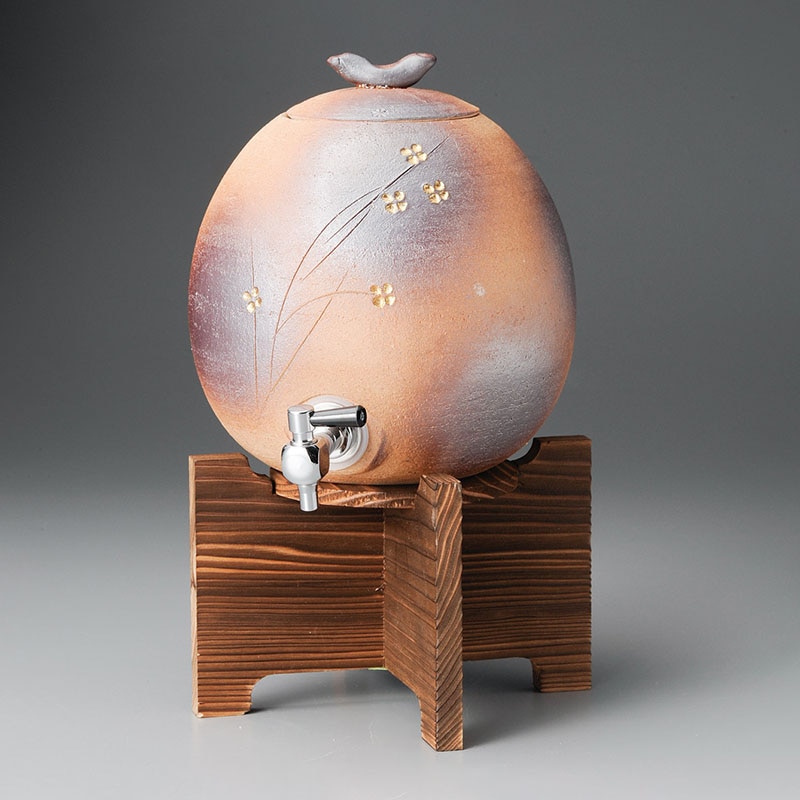 山万 32207-660 火色小花焼酎サーバー焼杉台付 1個（ご注文単位1個）【直送品】